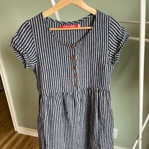 XS Pyne & Smith No. 11 Navy Railroad Stripe Dress